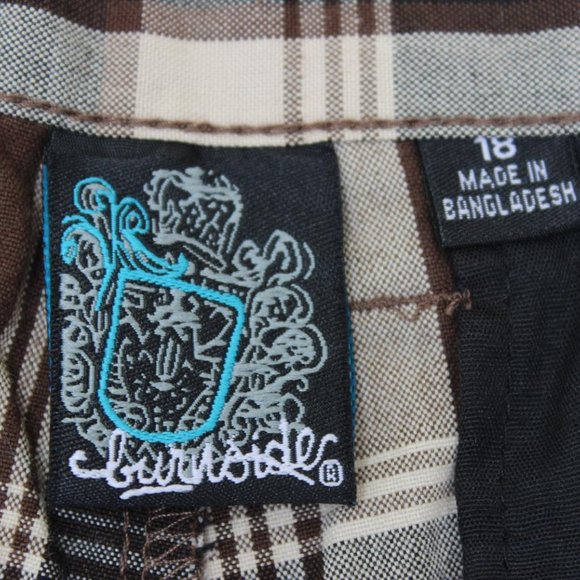 NWOT TEEN BOYS BURNSIDE SHORTS SIZE 18 BROWN PLAID 32" WAIST 11-3/4" INSEAM - Picture 6 of 6
